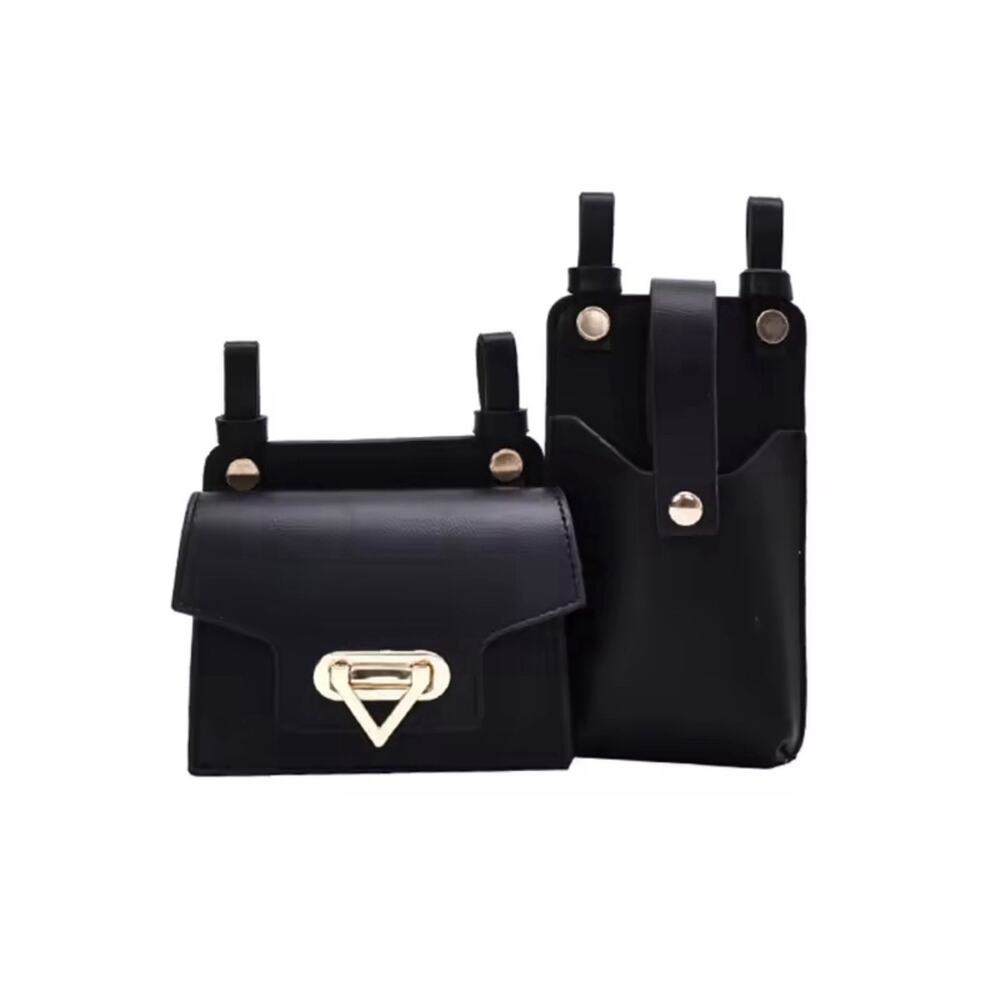 2 Pcs Women Waist Bags PU Leather Belt Bag Chest Crossbody Purse Set
